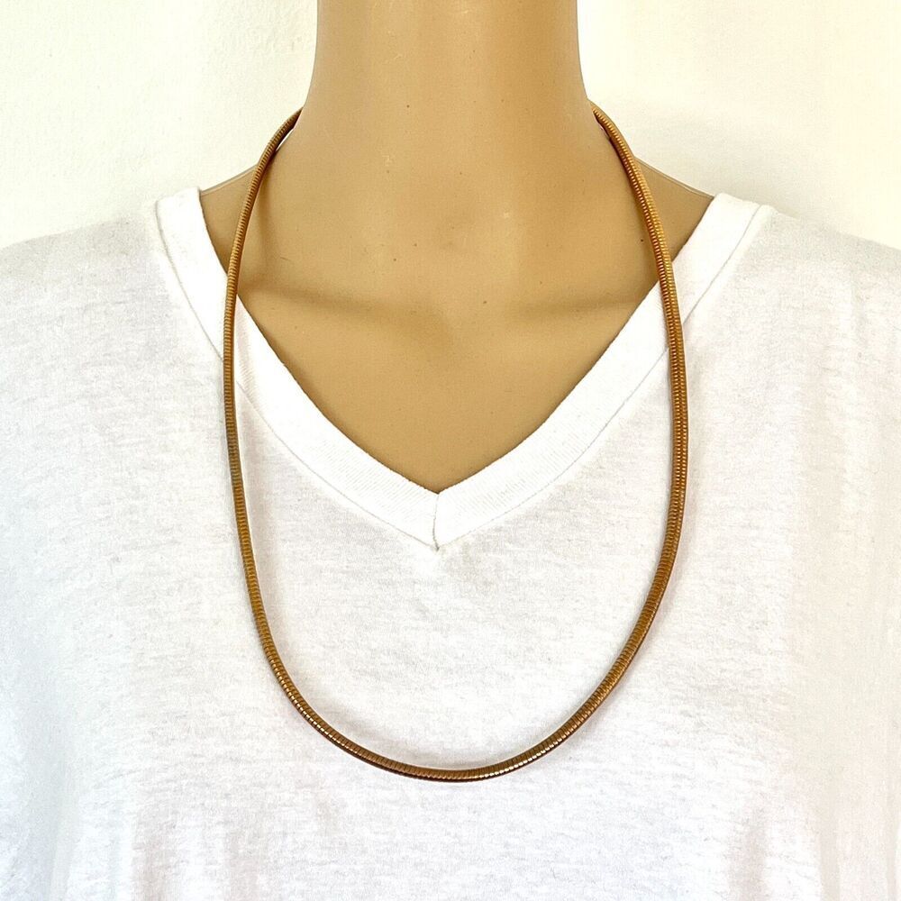 Vintage Copper Omega Chain Necklace 29in Long Magnetic Double Clasp